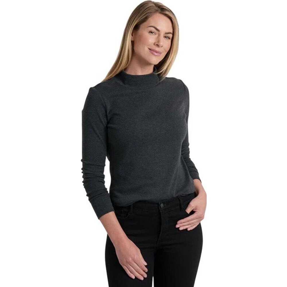 KUHL Verona Rib Mock Neck Long Sleeve Shirt Women's Charcoal Small Base Layer